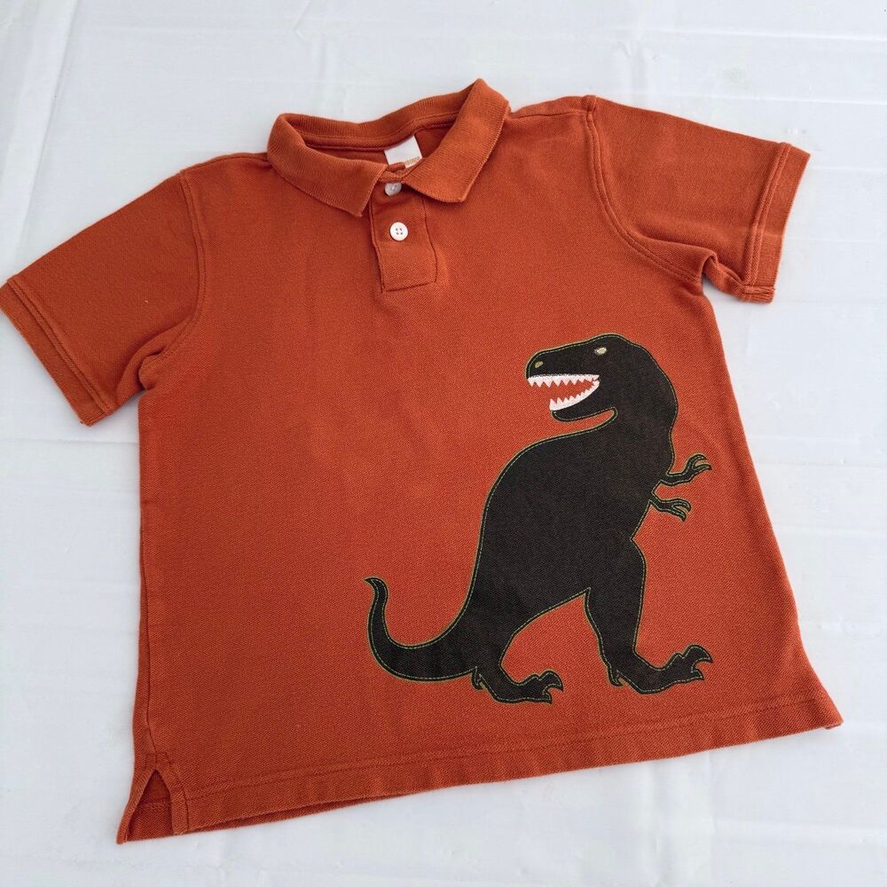 Gymboree Boy's 6 Dinosaur Dino Orange Fall Collared Polo Shirt 100% Cotton 2012